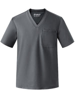 Ubon Men's V Neck Scrubs Top Stretch Medical Uniforms with Four Pockets Professionals Workwear