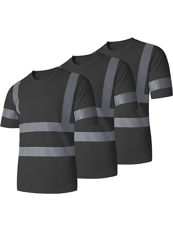 Ubon Safety Shirts for Men, Reflective High Visibility Construction Shirts Short Sleeve Work Shirts 3-Pack