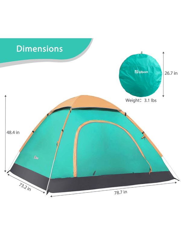 Ubon Ubon Instant Pop up Tent, 2-3 Person Quick Tent for Camping Backpacking 