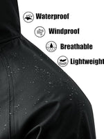 Ubon Mens Long Rain Coat Waterproof with Hood, Lightweight Rain Jacket Spring Windbreaker for Travel and Hiking