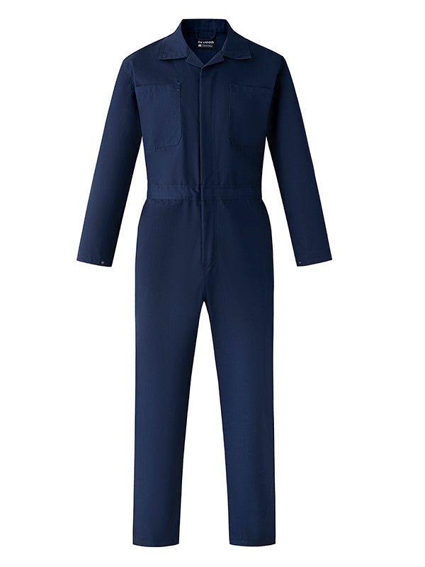 Long Sleeve Coveralls for Men, Zip Front Cotton Twill Work Coverall, Action Back Jumpsuit with Pockets