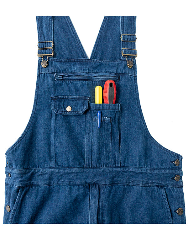 Denim Bib Overalls for Men Relaxed Fit Work Jeans Workwear