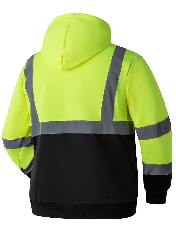 Ubon Hi Vis Hoodies for Men, High Visibility Hoodie Reflective Safety Sweatshirts Construction Workwear Black Bottom