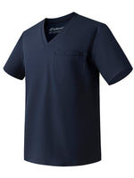 Ubon Men's V Neck Scrubs Top Stretch Medical Uniforms with Four Pockets Professionals Workwear